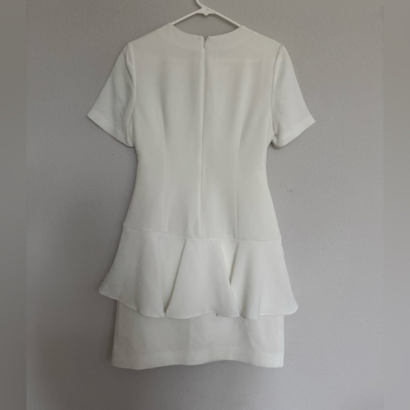 CINQ A SEPT Fontaine crepe peplum dress IVORY 4 - Picture 6 of 9